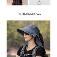 Summer Hat Women Outdoor UV Anti Neck Protection Sun Visor men Fishing Hiking Wide Brim Shawl Sunscreen Ponytail Cap undefine - details 5