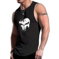 Camisetas sin mangas con estampado de calavera 3D para hombre, camiseta sin mangas Harajuku de tendencia Hip Hop, camiseta de gimnasio de verano, camiseta para correr y Fitness a la moda para hombre - details 0