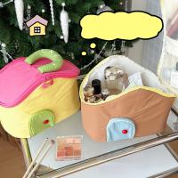 Bolsa de maquillaje de mano impermeable, bolsa de cosméticos multifuncional de nailon con forma de casa, bolsa de almacenamiento para el cuidado de la piel con dibujos animados de gran capacidad - details 8