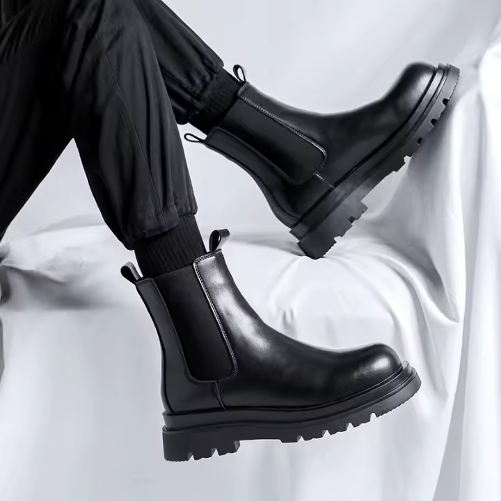 Botas Chelsea de Cuero Transpirable Altura Alta para Hombres Primavera-Otoño - 1