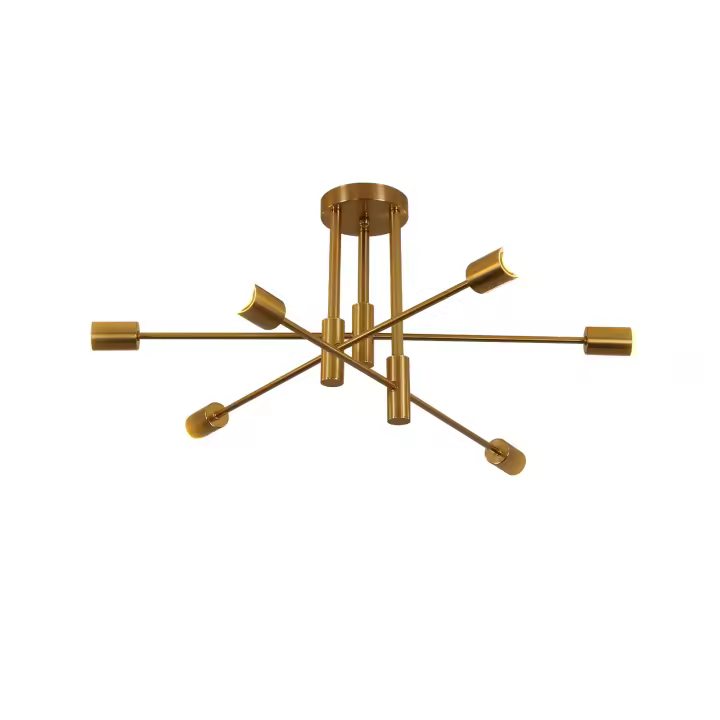 GOECO Lámpara de Techo Magic Design, Dorada, 6 Cabezas, E27, Decoración Interior Elegante, Fuente de Lámpara No Incluida - 1
