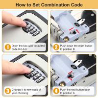 Caja de llave de seguridad con contraseña, caja de código de llave impermeable, caja de bloqueo de llave de aluminio montada en la pared - details 2