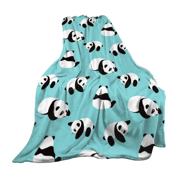 Manta de cama de lana de franela con bonito Panda, manta ligera y acogedora de felpa para dormitorio, salas de estar, sofá - 1