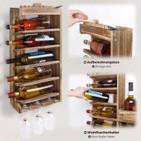 Vino de Madera Montado en la Pared, Almacenar Botellas, Exhibidor de Vidrio, Ideal para champán, Color Marrón - details 2