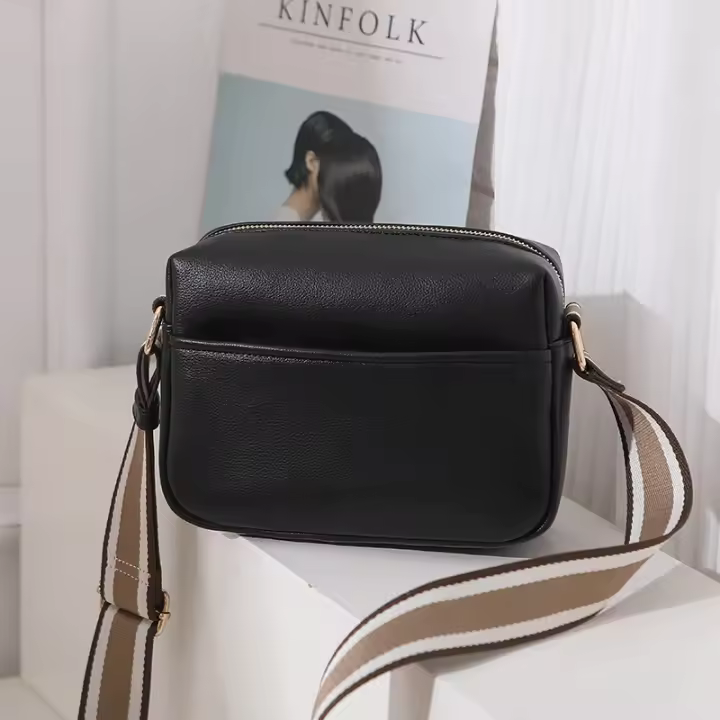 Bolso de piel sintética para mujer, bolsa pequeña de color sólido, bolso pequeño con hombro descubierto - 1