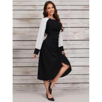 Vestidos de Primavera Otoño 2025 para Mujer Moda Coreana Cuello Redondo Empalmado Vestido de Manga Larga en Promoción - details 5