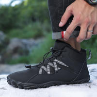 Botas de nieve de invierno para mujer, botines forrados de piel cálida sin cordones, Botas de senderismo descalzas, botines de caja de punta ancha - details 10