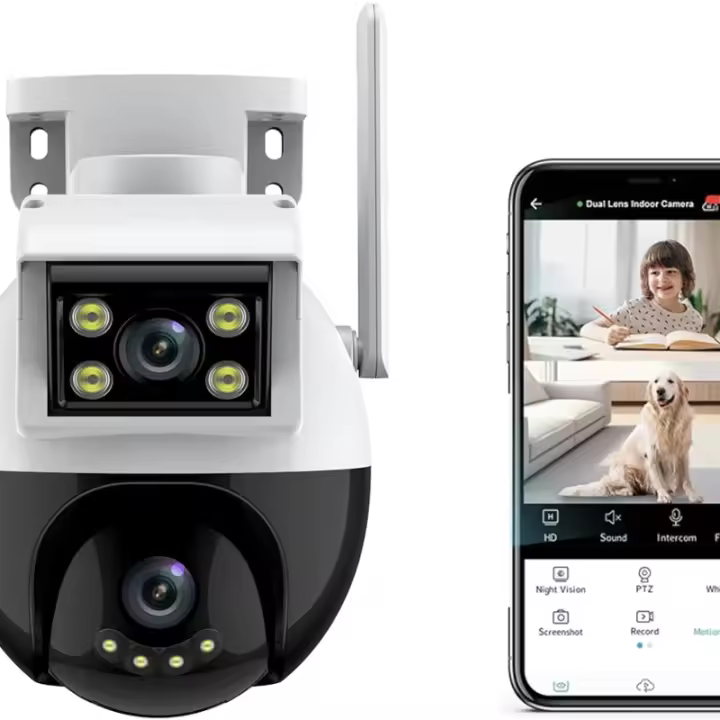 Cámara de Seguridad Solar Inalámbrica, Visión 360°, Detección de Movimiento AI, Visión Nocturna 2K para Seguridad del Hogar al Aire Libre - 1