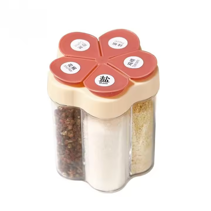 Tarro sazonador de camping con tapa, compartimento transparente para especias, salero y pimentero para barbacoas de cocina al aire libre - 1