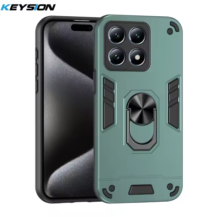 KEYSION-funda a prueba de golpes para Xiaomi 14T Pro 5G, silicona + PC, protección de cámara, soporte de anillo, funda trasera de teléfono para Xiaomi 14T 14TPro 5G - 1
