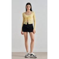 Pantalones cortos de Yoga 2 en 1 para mujer, vestido rápido de cintura alta superpuesto, ropa deportiva para Fitness, falda con cordón ajustable - details 1