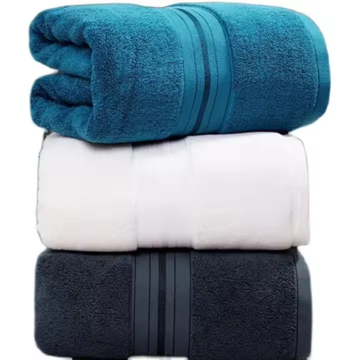 Juego de toallas de baño de algodón, toalla suave y elegante para la cara, tela de felpa blanca duradera para cocina - 1