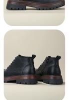 Zapatos de cuero genuino estilo británico, botines de media caña, botas de herramientas retro de moda. - details 8