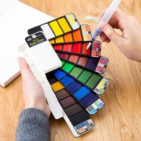 Juego de pintura de acuarela plegable con pincel de agua, Kit de pintura al óleo de 18/24/36/42 colores, pigmento de acuarela sólido para estudiantes - details 1