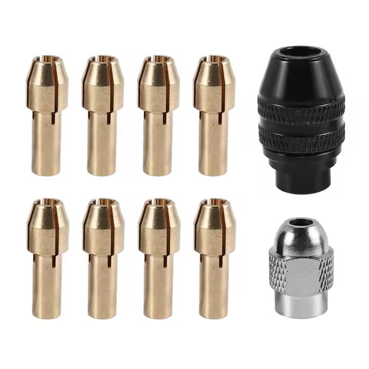 Juego de pinzas de portabrocas para Dremel, broca sin llave 4486 de repuesto de 1/32 pulgadas a 1/8 pulgadas con juego de tuercas de taladro giratorio de repuesto - 1