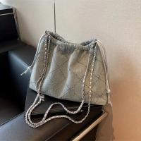 Elegante Bolso de Hombro de Denim Azul Resistente a la Decoloración, Gran Capacidad con Cordón, Bolso Messenger Casual para Comutentes Bolso de Mano de Guangzhou - details 1