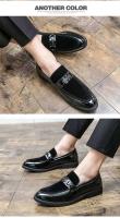 Nuevo Zapatos formales informales de terciopelo estilo francés a la moda color burdeos con remaches de Metal dorado para hombre - details 7