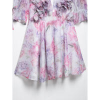 BUNO-Mini vestido estampado de manga acampanada con cuello en V para mujer, vestido plisado de cintura alta, vestido de fiesta de noche de verano, vestido de Club, moda Sexy - details 27