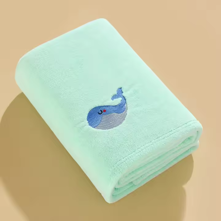 Toalla de baño de dibujos animados para bebé, suministros de terciopelo coral, suave, absorbente, no esponjoso, 1 piezas - 1