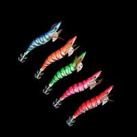 Aparejos de pesca de 5 piezas, anzuelo de calamar 2023 jigs, 12g, señuelo de pulpo 14,5g, 19,9g, señuelos de camarón de madera de simulación - details 5