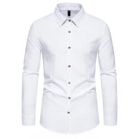 Camisa de manga larga con botones para hombre, camisa informal de negocios, Color sólido, cómoda, Social, Oficina, blusa blanca y negra, moda de otoño - details 1