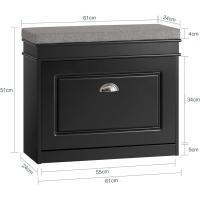 Banco Zapatero con Asiento Organizador de Zapatos Negro para Salón Ancho de 61cm, Profundidad de 24cm, Altura de 51cm - details 2
