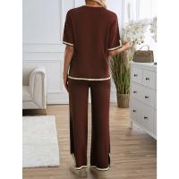 Ropa de mujer de moda 2025 primavera y verano temperamento casual de manga corta conjunto de pantalones de punto - details 32