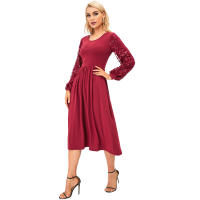 2025 primavera nuevo vestido de dama de honor de manga larga de color sólido bordado con lentejuelas de talla grande para mujer elegante - details 3