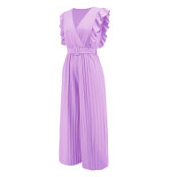 Monos de Cintura Alta para Mujer 2024 Estilo Sexy y Delgado con Cuello en V con Falda Ancha y Pantalones Material de Poliéster Para Primavera/Verano - details 3