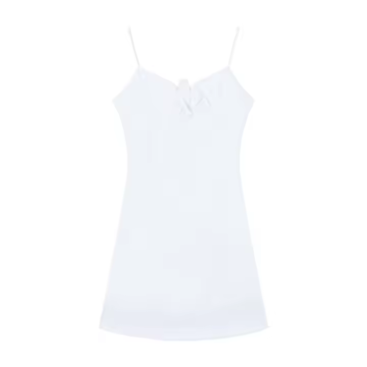 Vestido de Cinturón Blanco de Verano Kumikumi Mini Falda A-Línea Cinturón Coreano Adelgazante - 1