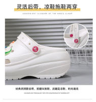 Zapatos perforados de suela gruesa para mujer, zapatos de jardín huecos transpirables, sandalias luminosas DIY para vadear el agua de verano - details 5