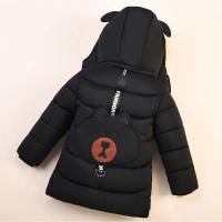 Winter New Baby Boys Jacket Solid Color Cartoon Bear Pattern Thicken Keep Warm Hooded Outwear For 1-6Y Kids Down Cotton Overcoat - details 7