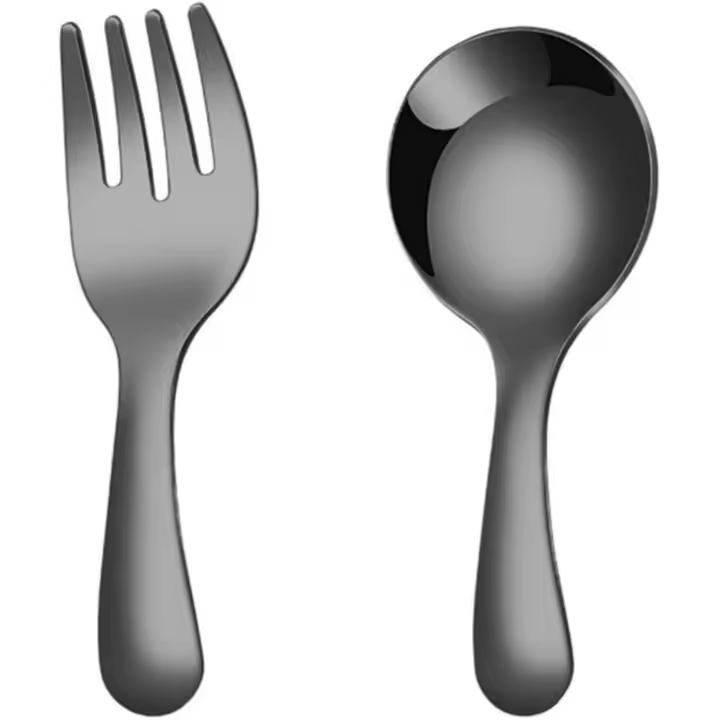 Juego de cubiertos para acampar, tenedor, cuchara, vajilla portátil, tenedor y cuchara para acampar y viajar, 2 piezas - 1