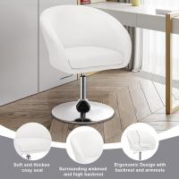 Taburete de Bar Altura Ajustable de Acero Cromado Taburete de Escritorio de Cuero Sintético Blanco - details 2
