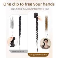 Extensiones de cabello trenzado largo sintético, trenzas de boxeo, peluca con cabeza de bola de Hip Hop, Clip de garra, trenzas torcidas naturales, cola de caballo para mujeres/niñas - details 4