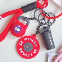 Llavero de fitness tejido a mano, mini mancuerna antipérdida, llavero para amantes del gimnasio, colgante de cuerda de nailon con placa de peso. - details 11