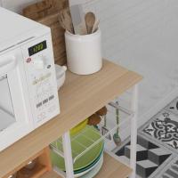 Estantería de Cocina con 3 Estantes y Cesta Metálica, Mesa Auxiliar de Cocina con Estanterías Soporte de Microondas con Ganchos, 90 x 40 x 83 cm - details 15