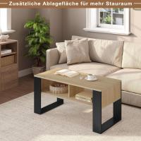 Mesa Centro Baja Mesa Auxiliar de 2 Niveles Mesita Lateral para Sofá Mesa de Café con Comodidades - details 10
