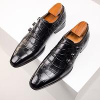 Zapatos de cuero transpirables de vestir para hombre con relieve. - details 24