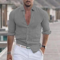 Polo de Moda Casual para Hombres Algodón Lineno Cuello de Polo Largo Solido Estilo Playero - details 5