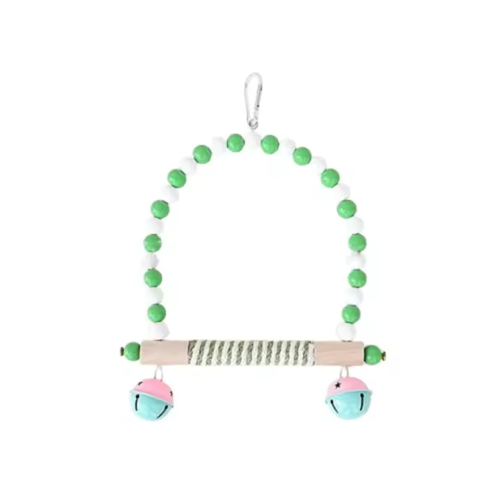 Campana perca para pájaros, columpio, juguetes, estante Flexible colorido, palo de pie para loros, jaula de molienda de pata resistente, juguete para masticar, escalada - 1