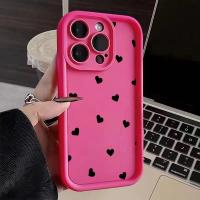 Funda de teléfono mate suave con corazón de amor negro para iPhone 11 12 13 14 Pro 16E XS X XR 7 8 Plus SE2 funda para iPhone 15 16 Pro Max - details 9