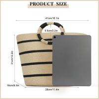 Bolso de compras de verano para mujer Pa cesta grande tejida a rayas bolso VIE de vacaciones en la playa de Rafia - details 3
