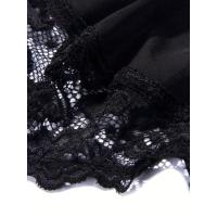 Tallas grandes sexy para mujer, ropa interior de encaje en contraste, cobertura total, mini sujetador ligero con lazo - details 2
