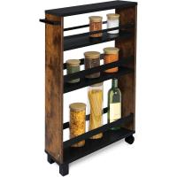 Carrito Auxiliar con Ruedas Hylla Mueble Auxiliar para Almacenamiento Verdulero o Mesa Auxiliar con 2 Ruedas, 2 Piernas, 3 Compartimentos y Superficie - details 3