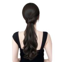 Elegante estilo coreano, coleta larga ondulada y rizada, extensiones de cabello, cola de caballo, peluca sintética con cabeza de bola esponjosa para fiesta - details 2