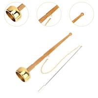 Meditation Prayer Bell,Buddhist Wooden Handle Brass Hand Bell,Temple Dharma Ritual Utensil,Singing Scripture Implement