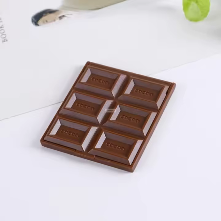 Extensión de pestañas espejo decorativo de Chocolate en forma de Chocolate espejo portátil Kawaii espejo de maquillaje de tamaño de viaje de plástico para mujer - 1