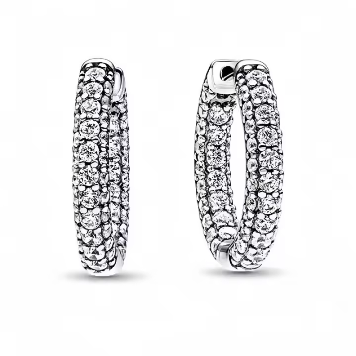 Pendientes de plata pura Serie Eterna, brillantes 292624 C01 - 1