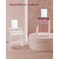 Mesa de Maquillaje con Espejo Grande, Gabinete con 2 Cajones y 3 Compartimentos, Estilo Moderno, Blanco - details 15